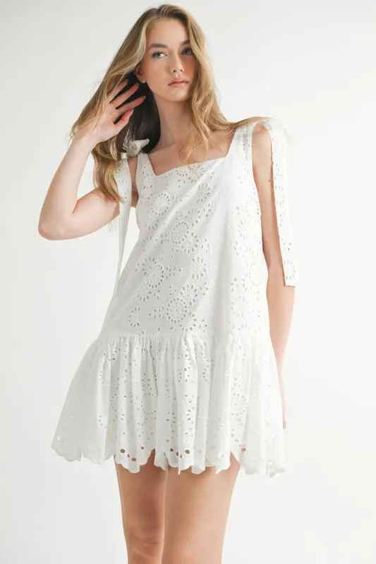 VICTORIA EYELET LACE MINI DRESS sold by MABLE