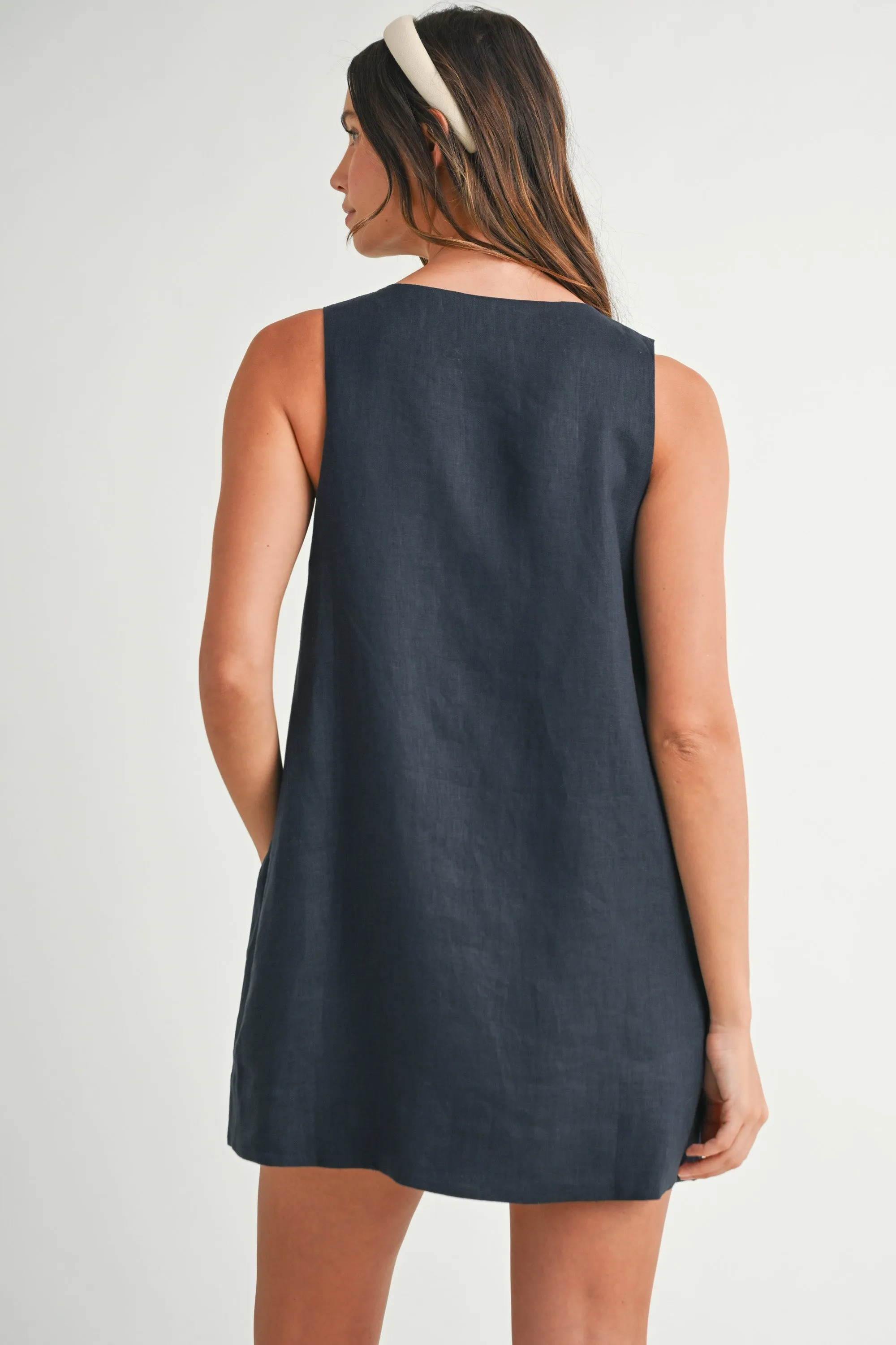 KAIA SCALLOP WITH LINEN MINI DRESS sold by MABLE product image thumbnail 3