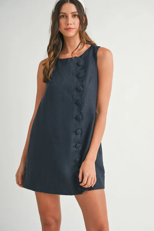 KAIA SCALLOP WITH LINEN MINI DRESS made by MABLE