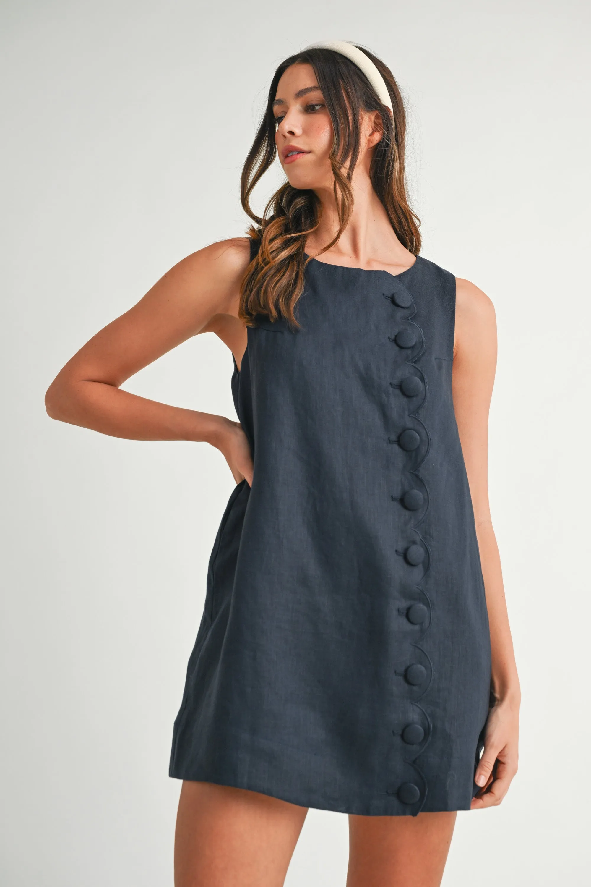 KAIA SCALLOP WITH LINEN MINI DRESS sold by MABLE product image thumbnail 2