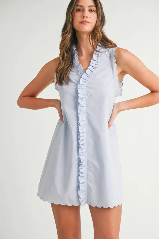 RHEA RUFFLED SLEEVELESS MINI DRESS sold by MABLE