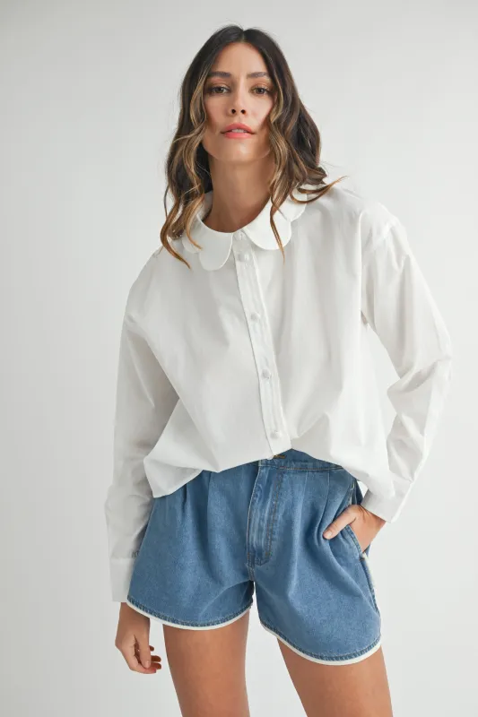 NYOMI PLEATED DENIM SHORTS made by MABLE