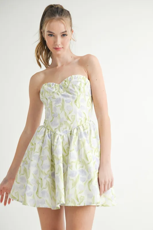 NEWBURY PRINTED BUSTIER MINI DRESS sold by MABLE