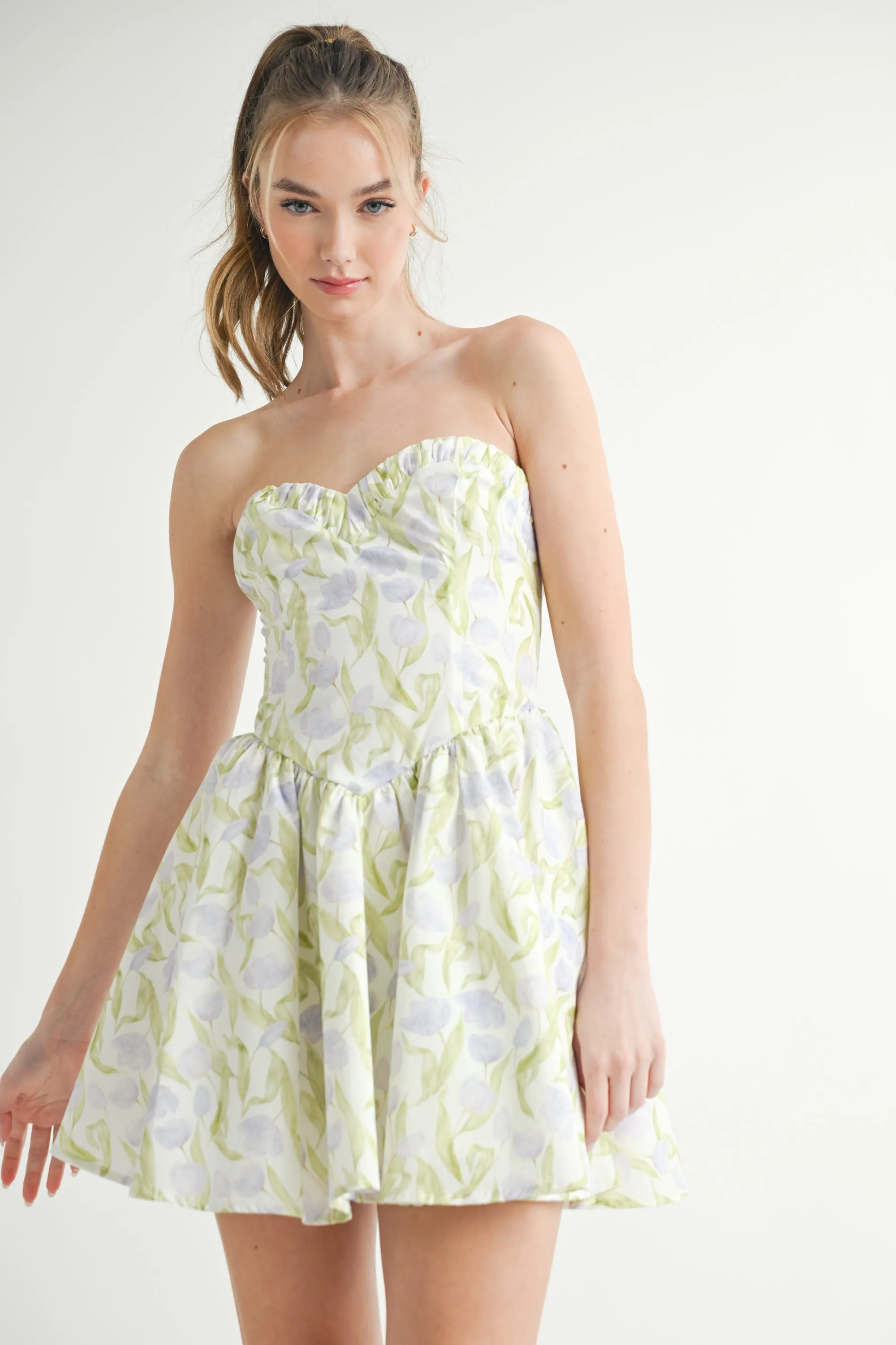 NEWBURY PRINTED BUSTIER MINI DRESS sold by MABLE