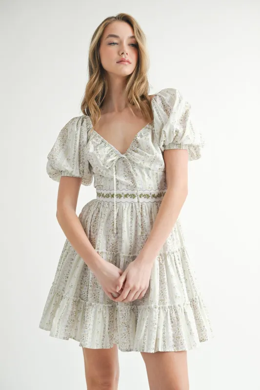 CAMDEN FLORAL WAIST TIE TIERED SKIRT MINI DRESS sold by MABLE