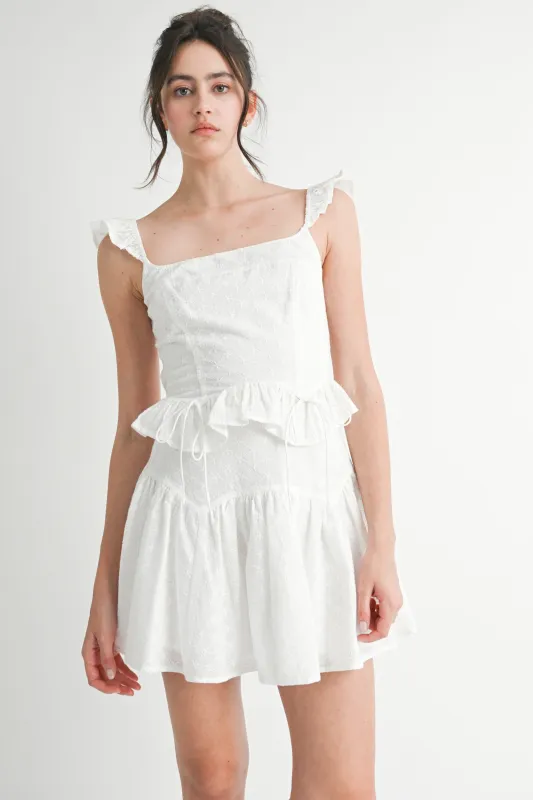 RHIANNE EYELET FLUTTER TOP AND SKIRT SET sold by MABLE
