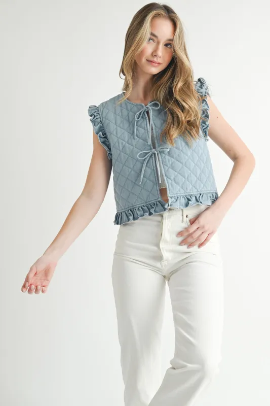 SAPPHINE DENIM PUFFER VEST sold by MABLE