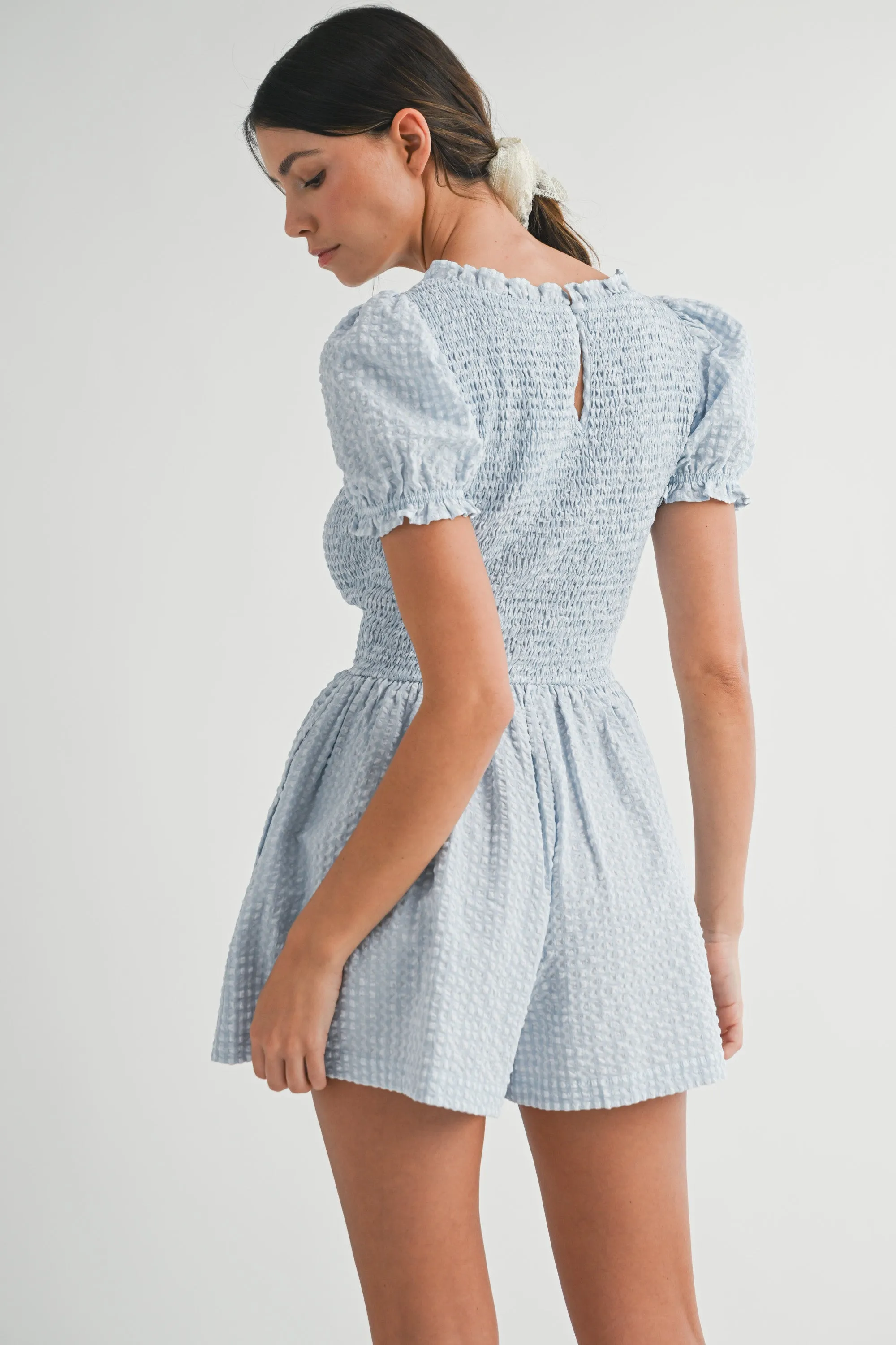 KINGSLEY SMOCKED GINGHAM ROMPER sold by MABLE product image thumbnail 3