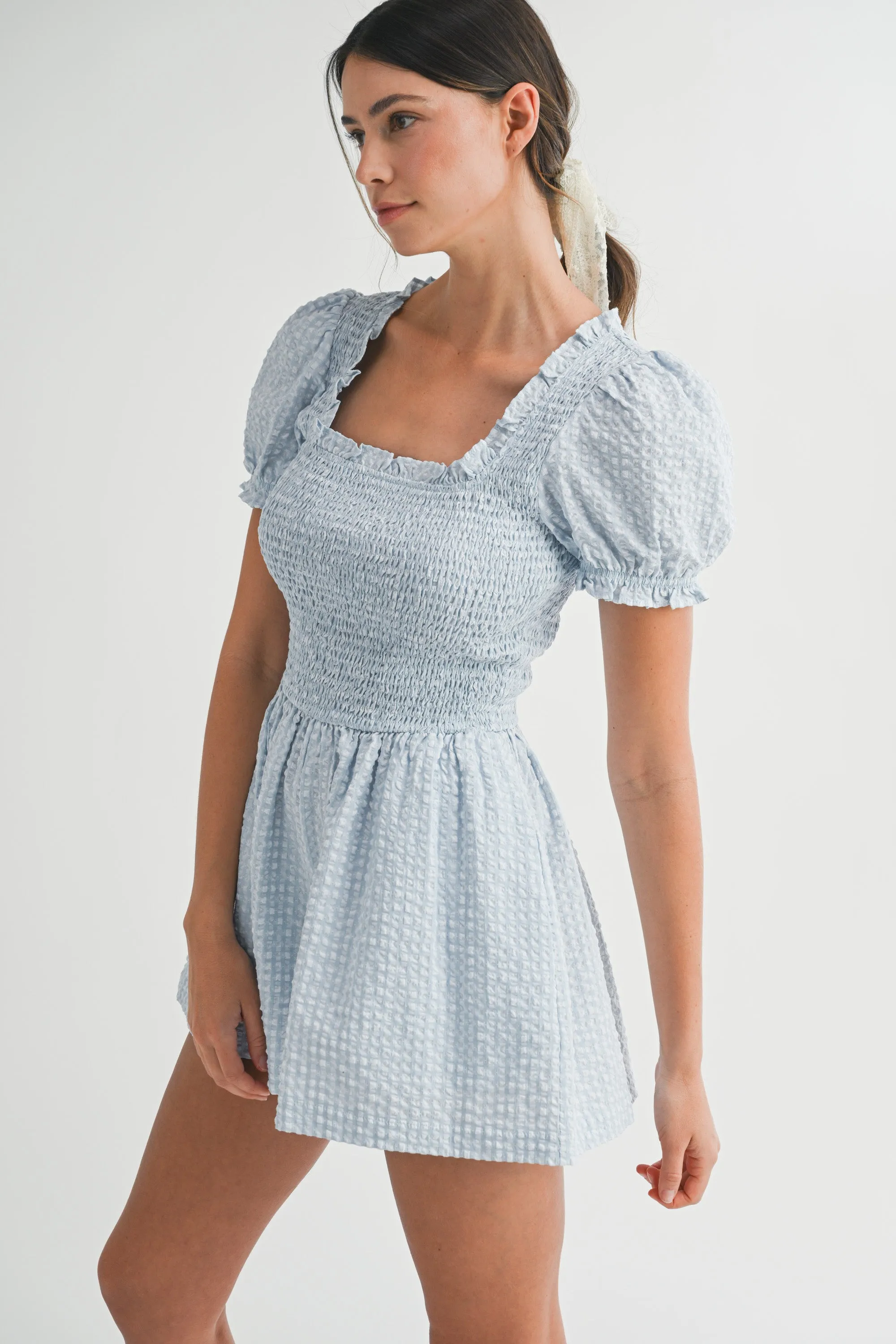 KINGSLEY SMOCKED GINGHAM ROMPER sold by MABLE product image thumbnail 2