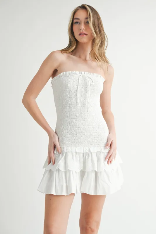 IVANYA BODICE TIERED RUFFLE MINI DRESS sold by MABLE