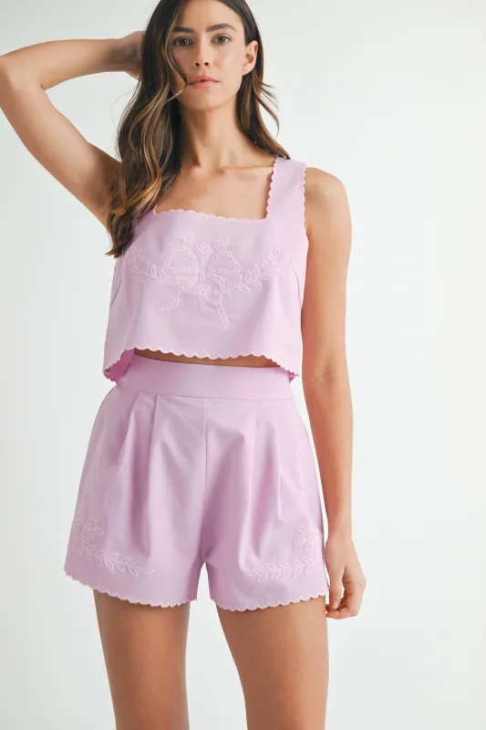 GLENDALE EMBROIDERED CROP SET sold by MABLE