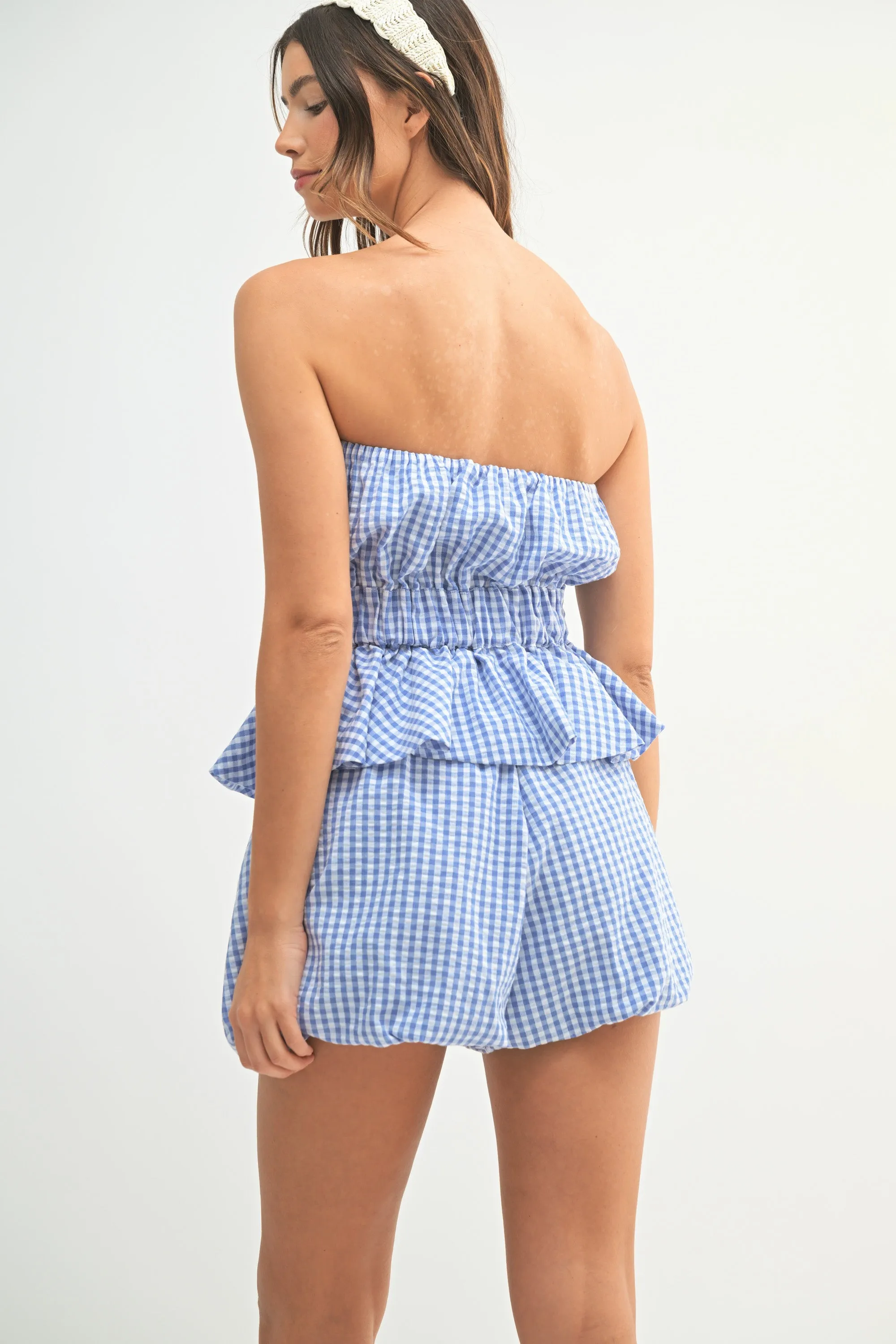 DIANDRA GINGHAM TUBE TOP AND SHORTS SET sold by MABLE product image thumbnail 3