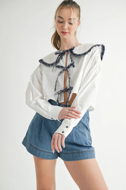 BUTTERCUP MAXI BIB COLLAR WITH RUFFLE BLOUSE made by MABLE