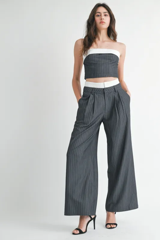 MAUVE STRAPLESS TOP AND PANTS SET sold by MABLE