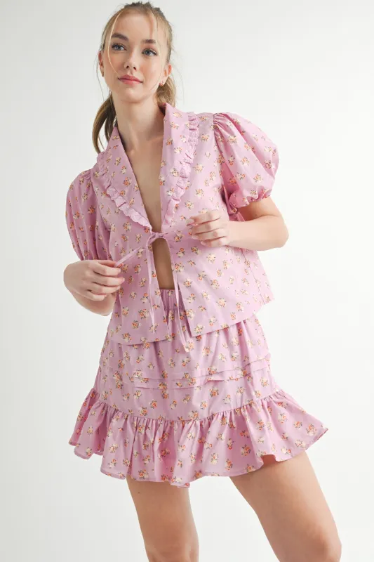 JONQUIL FLORAL BLOUSE AND MINI SKIRT SET made by MABLE