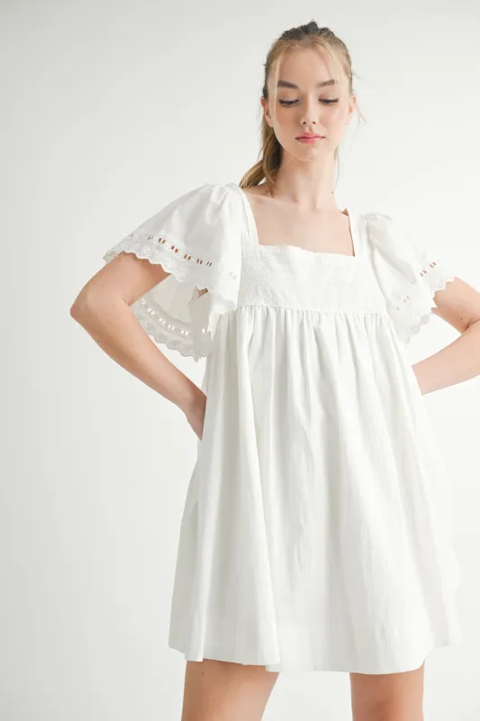 BRIARLY ANGEL EFFECT SLEEVES MINI DRESS made by MABLE