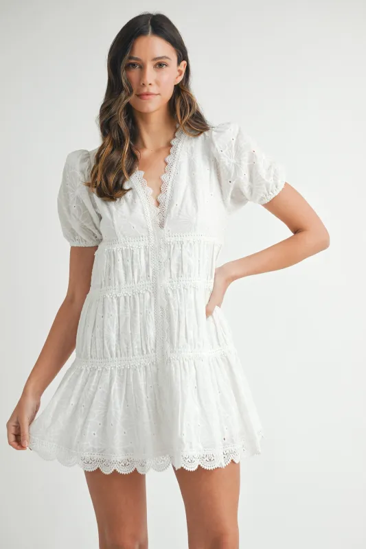 EVELINA EYELET TUBE MIDI FLARE DRESS sold by MABLE