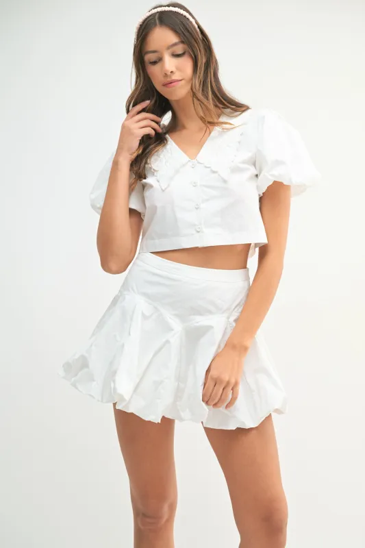 WINSLET PUFF SLEEVE TOP AND BUBBLE SKIRT SET made by MABLE