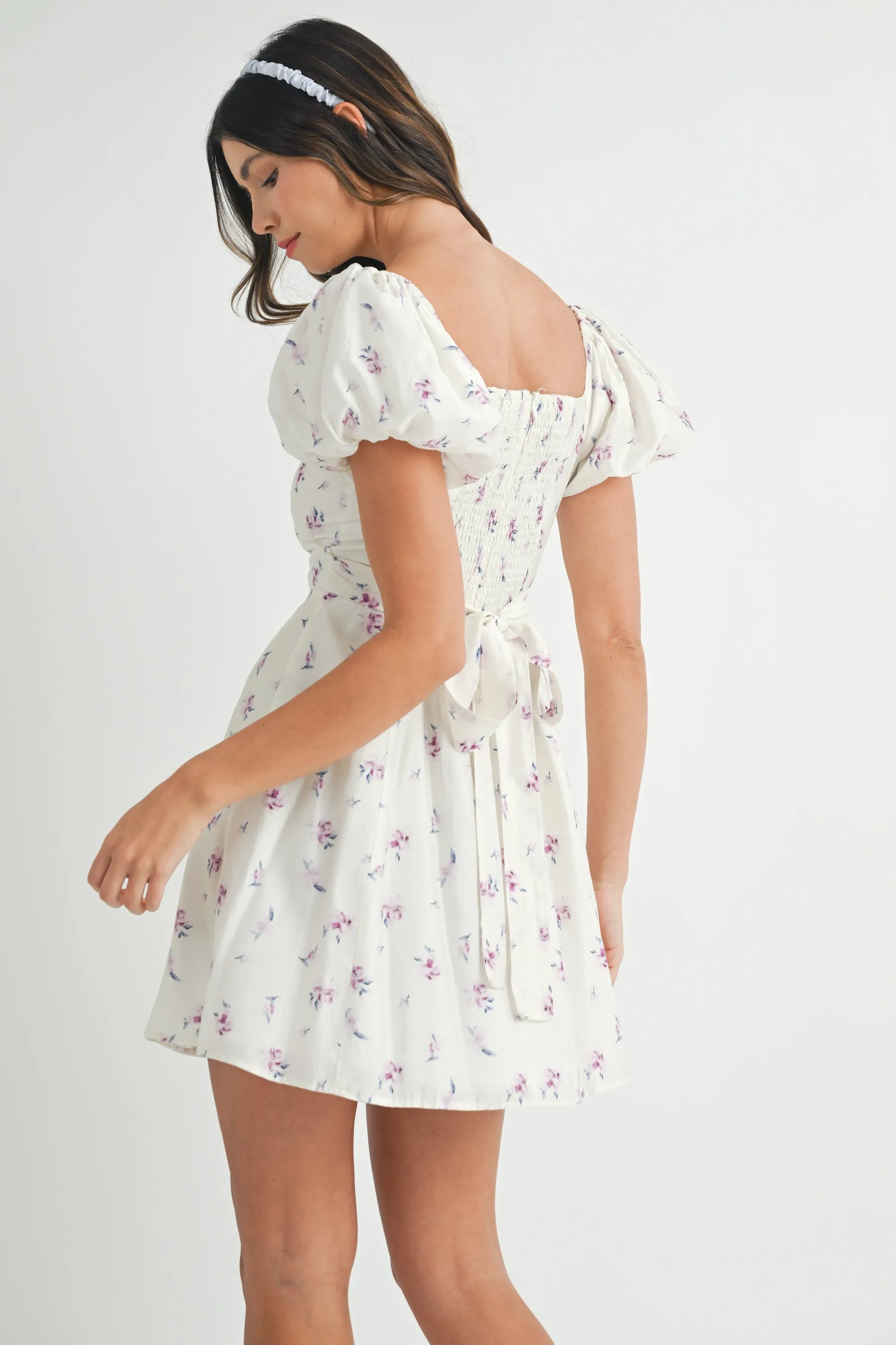 ULYSSA FLORAL PUFF SLEEVE MINI DRESS sold by MABLE product image thumbnail 3