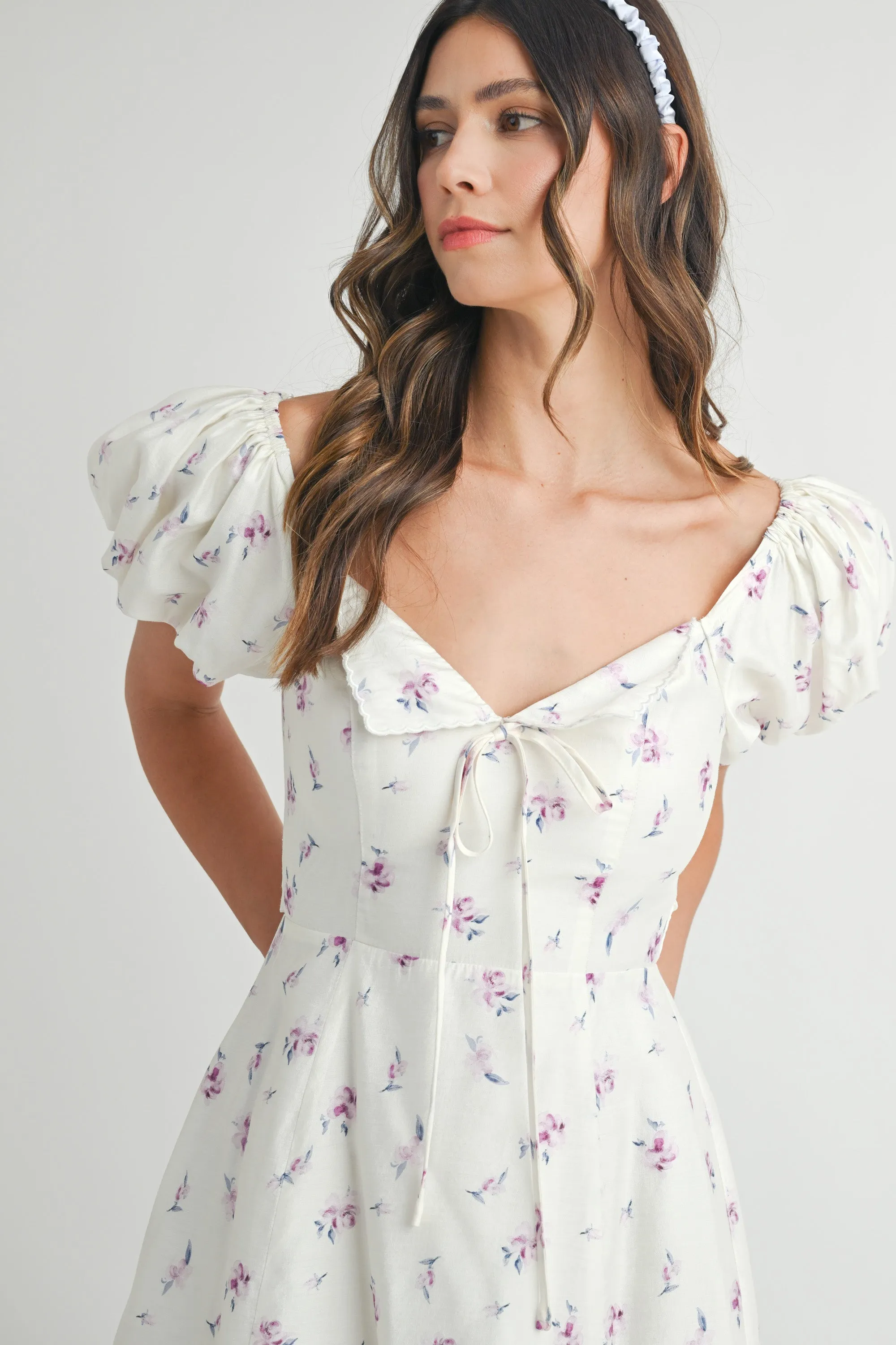 ULYSSA FLORAL PUFF SLEEVE MINI DRESS sold by MABLE product image thumbnail 4
