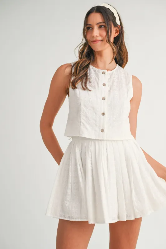 KERENSA EYELET LACE TOP AND MINI SKIRT SET made by MABLE
