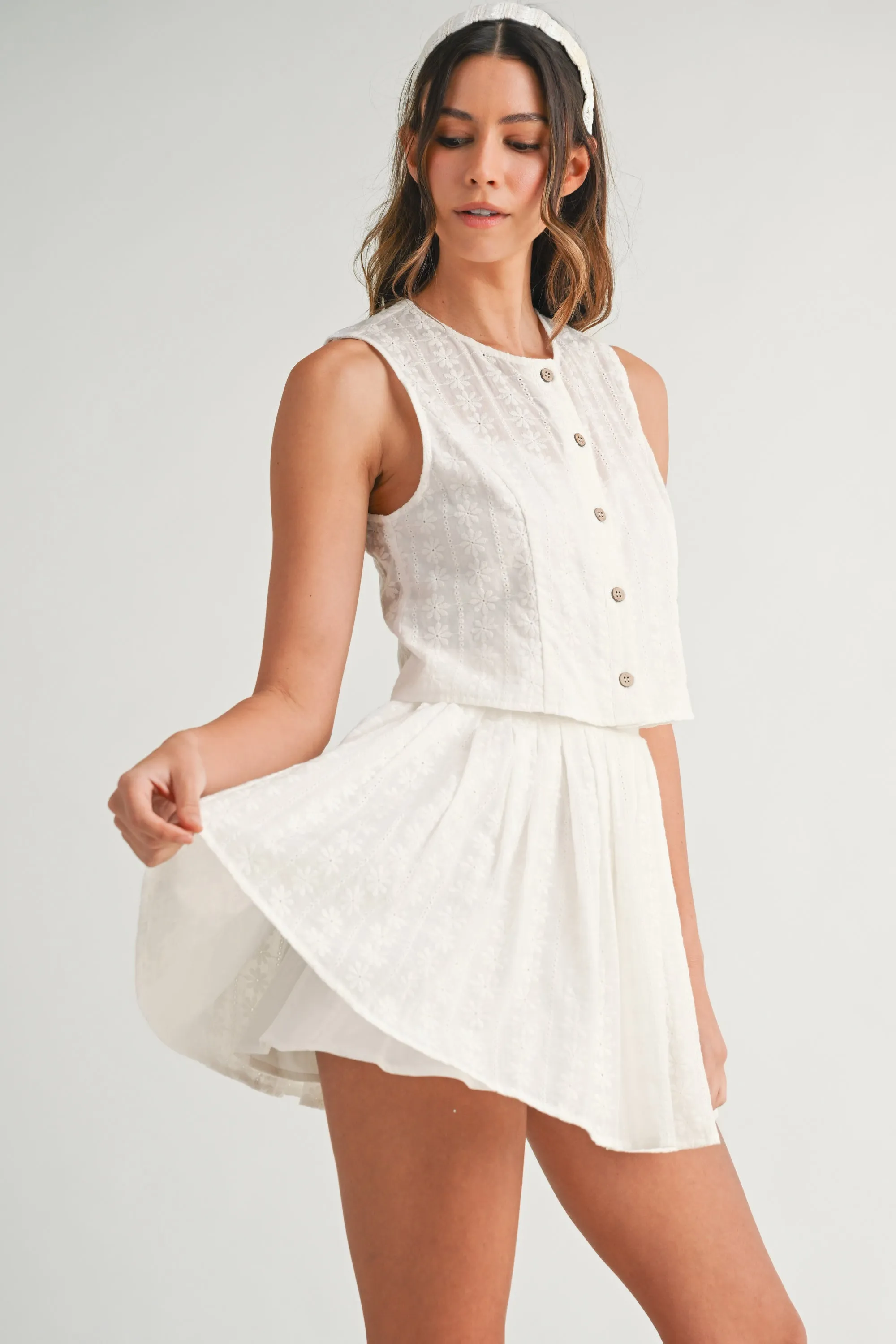 KERENSA EYELET LACE TOP AND MINI SKIRT SET sold by MABLE product image thumbnail 3
