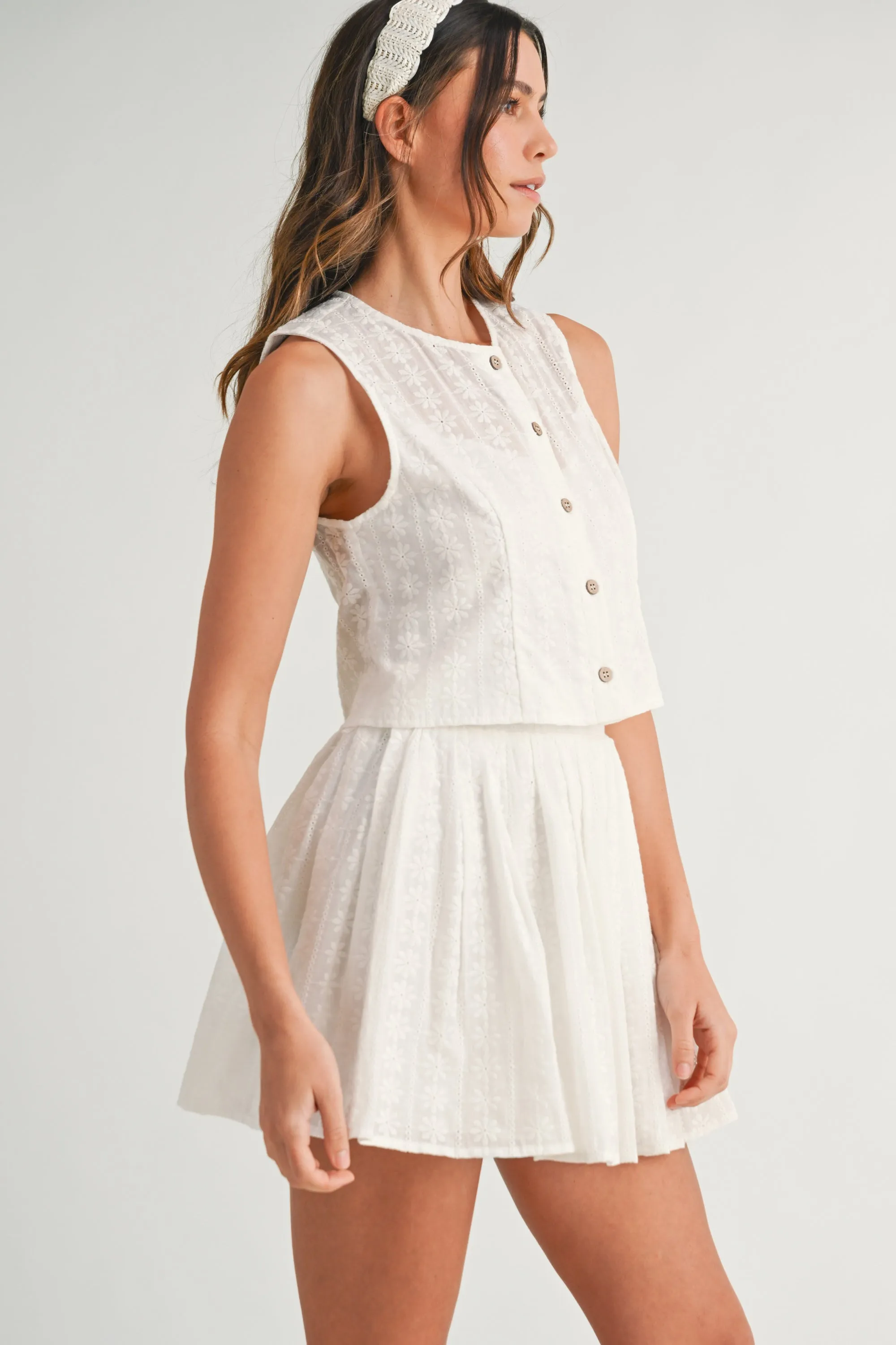 KERENSA EYELET LACE TOP AND MINI SKIRT SET sold by MABLE product image thumbnail 2