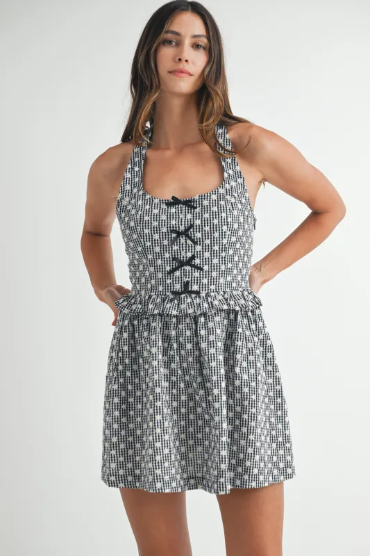 XYLIA GINGHAM MINI DRESS WITH BOW sold by MABLE