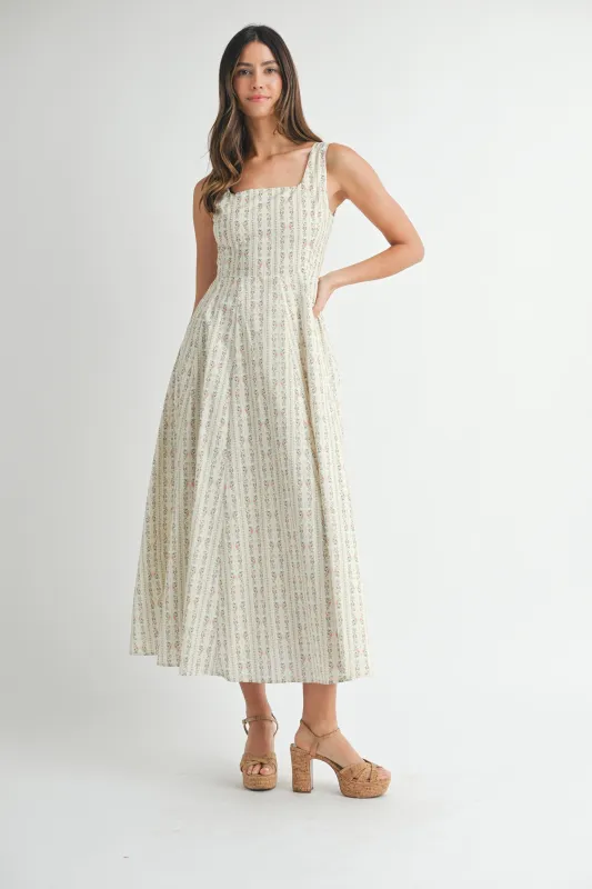 JOLAMA FLORAL SQUARE NECK MIDI DRESS made by MABLE