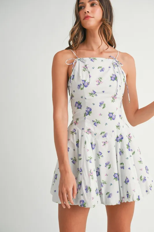 PAX FLORAL PRINTED BUBBLE HEM MINI DRESS sold by MABLE