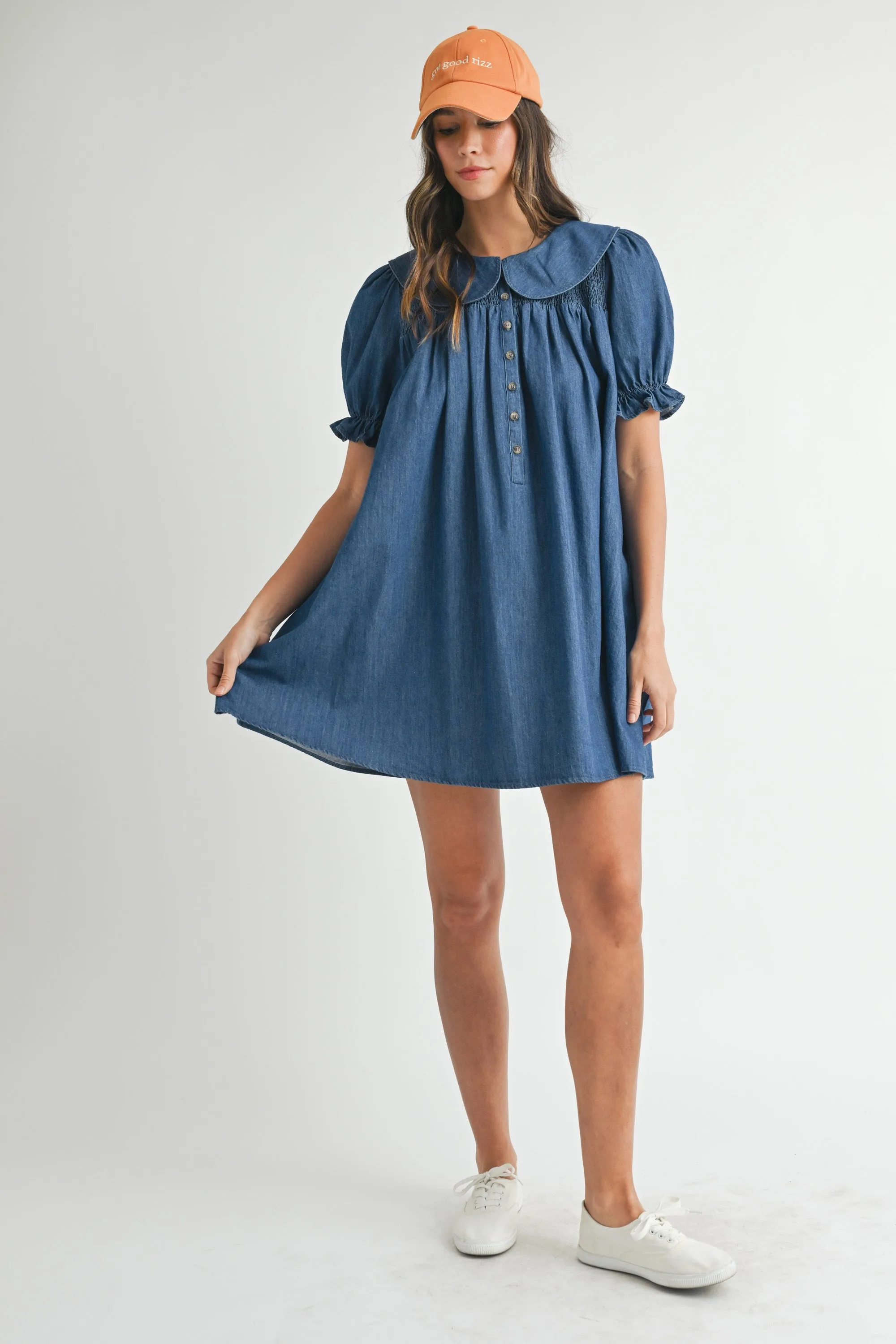 UNDLINE DENIM PUFF MINI DRESS sold by MABLE product image thumbnail 4