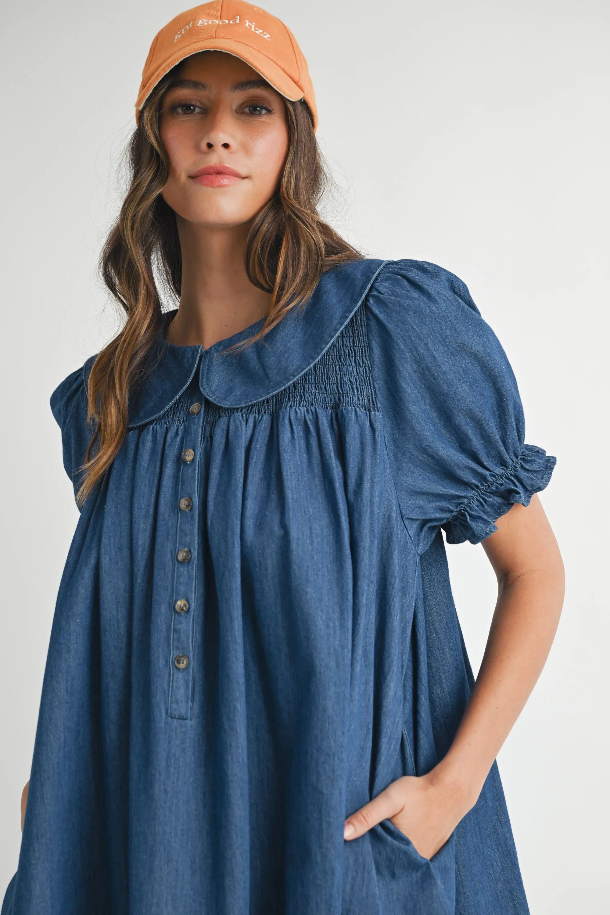 UNDLINE DENIM PUFF MINI DRESS sold by MABLE product image thumbnail 5