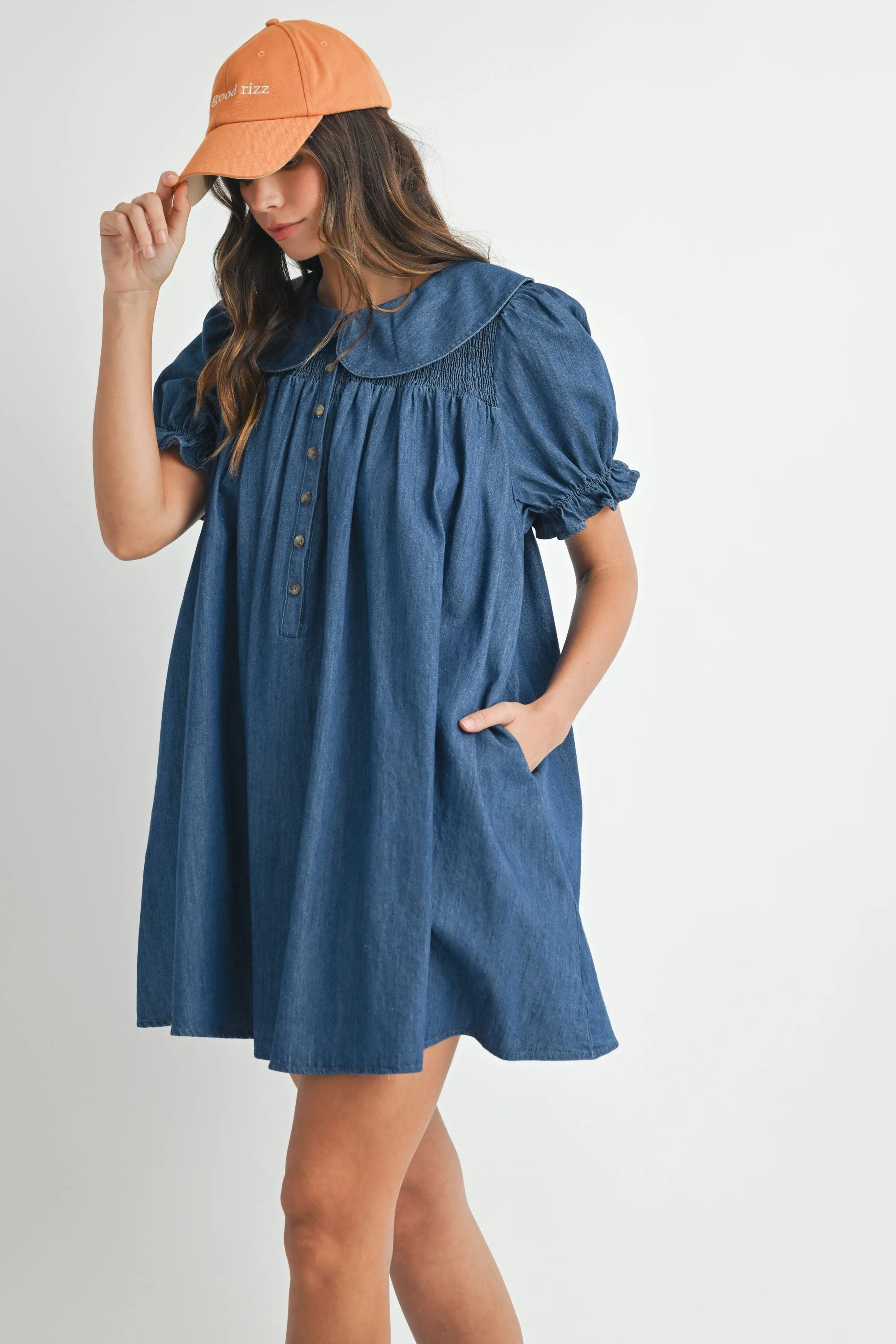 UNDLINE DENIM PUFF MINI DRESS sold by MABLE product image thumbnail 2