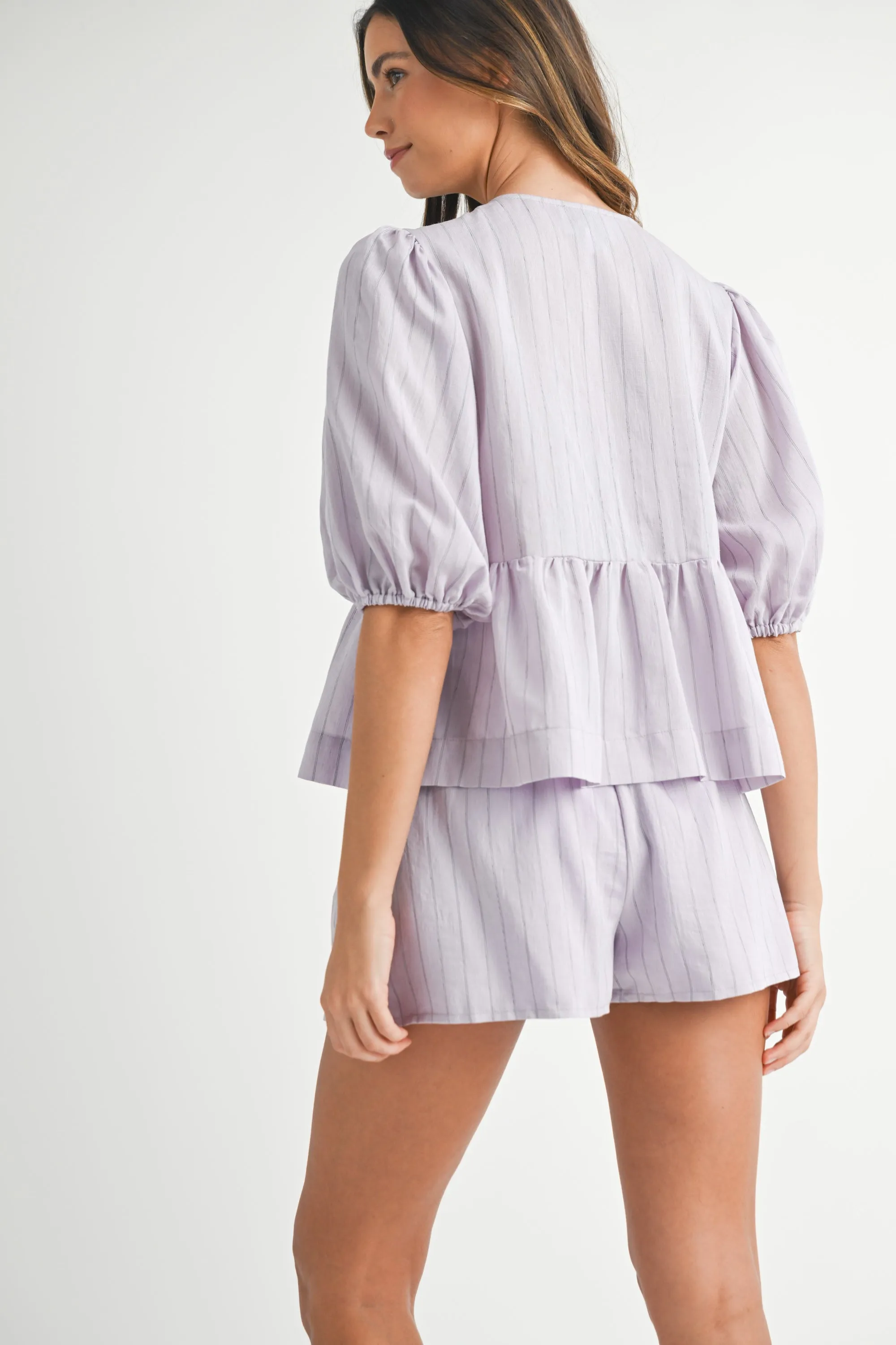 ALESSANDRA STRIPE TIED BLOUSE AND SHORTS SET sold by MABLE product image thumbnail 5