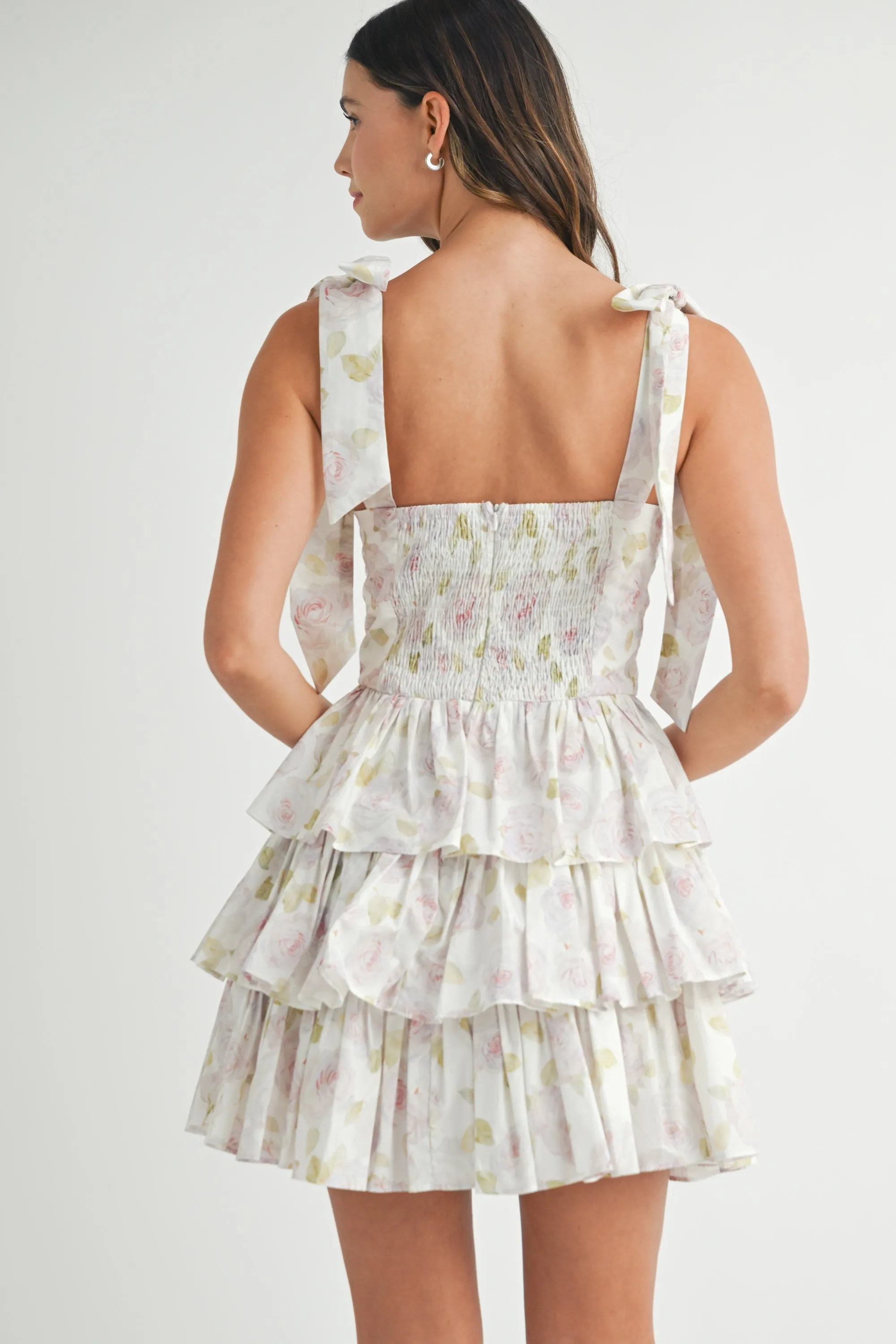 BAYLEE FLORAL PRINT BOW TIED MINI DRESS sold by MABLE product image thumbnail 3