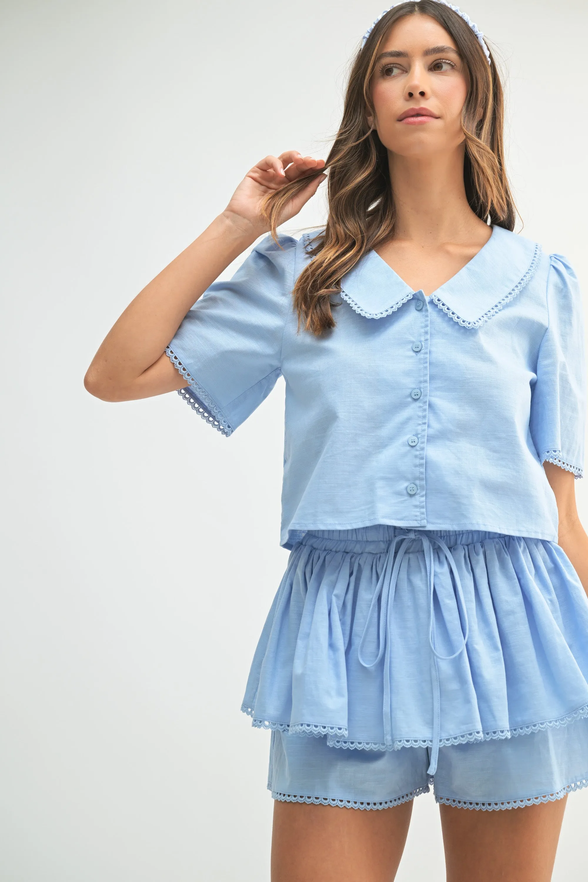 AITANA COLLARED CROP SHIRT AND SKORT SET sold by MABLE product image thumbnail 4