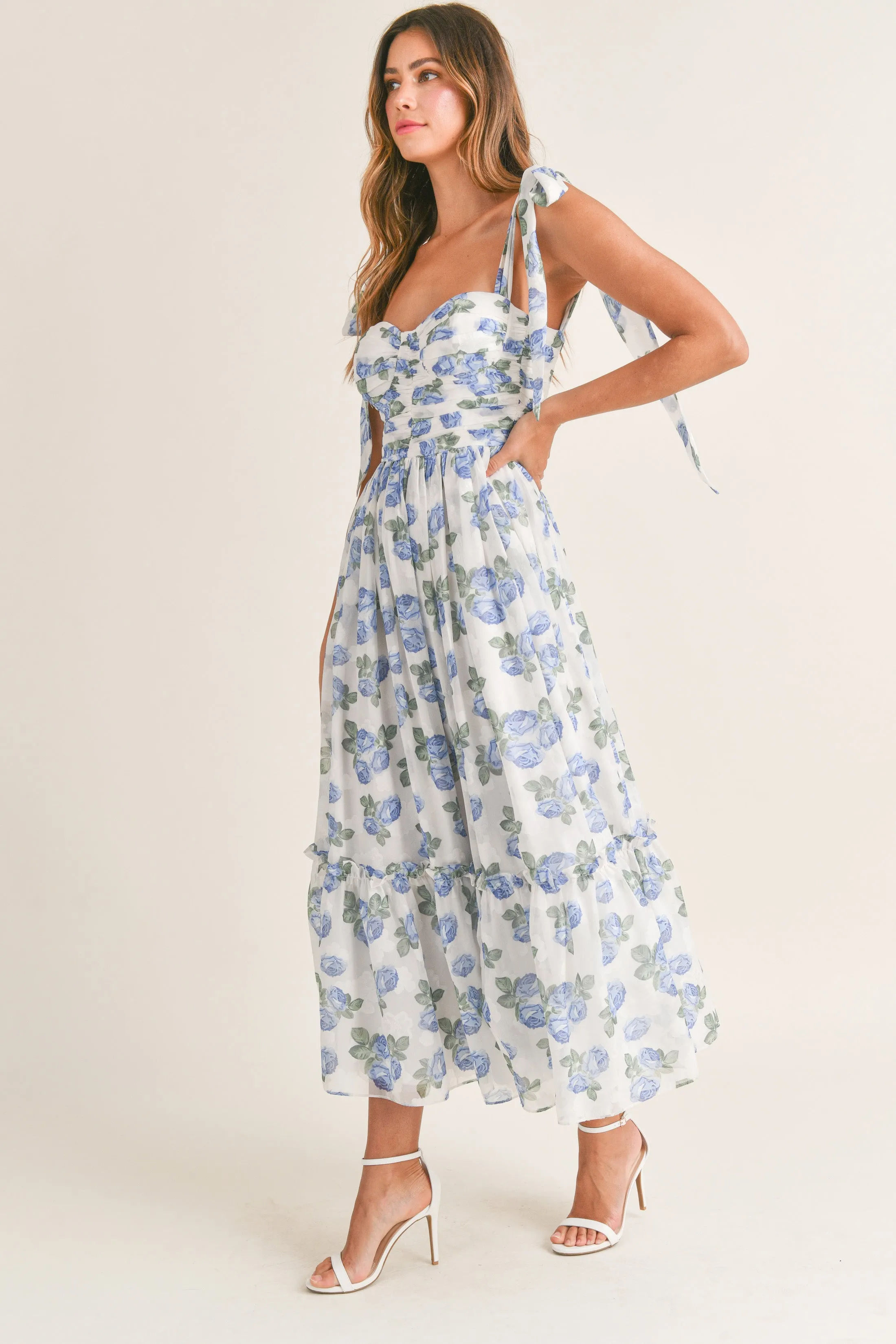 ANAYA RUCHED TIERED DRESS WITH TIE SHOULDER sold by MABLE product image thumbnail 2