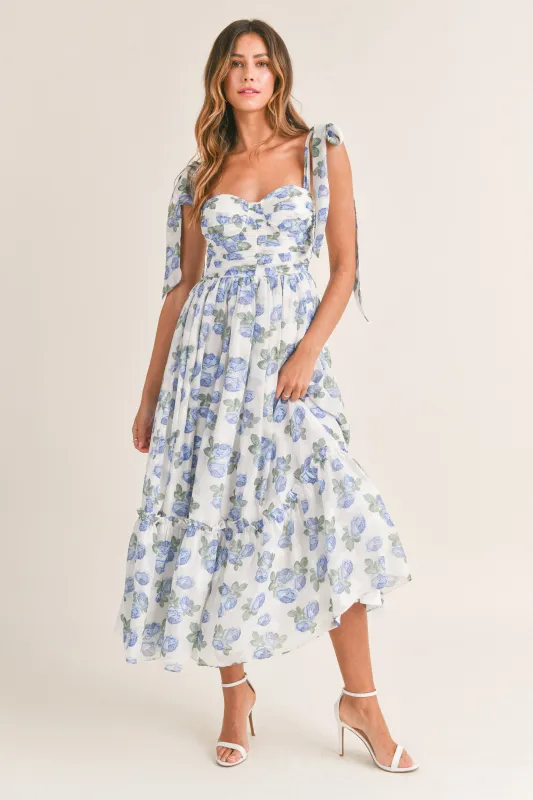 ANAYA RUCHED TIERED DRESS WITH TIE SHOULDER sold by MABLE
