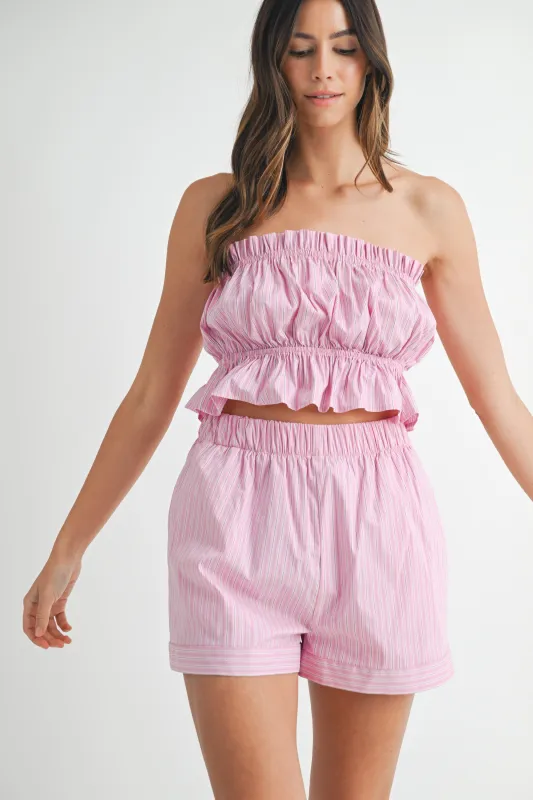 FIONNUALA STRIPE TUBE TOP AND SHORTS SET sold by MABLE