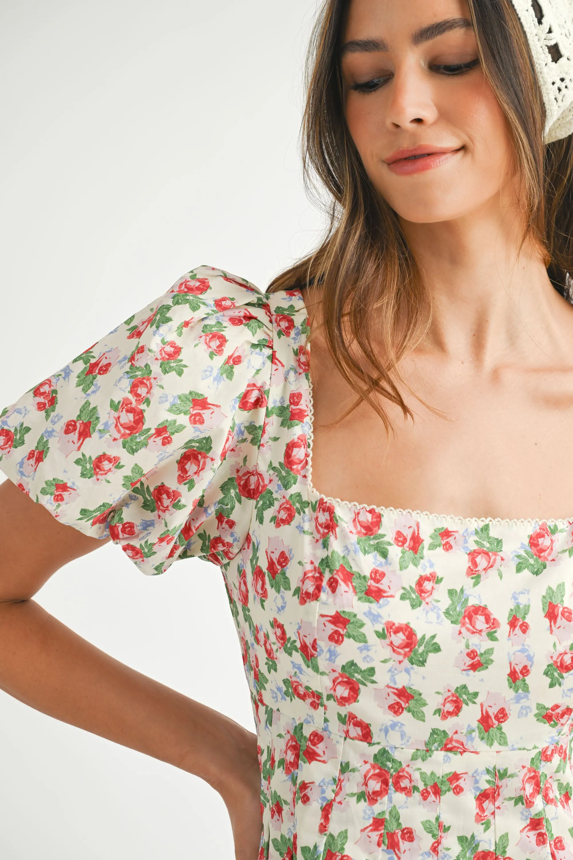 ANTONELLA SQUARE NECK LINE FLORAL MINI DRESS sold by MABLE product image thumbnail 5