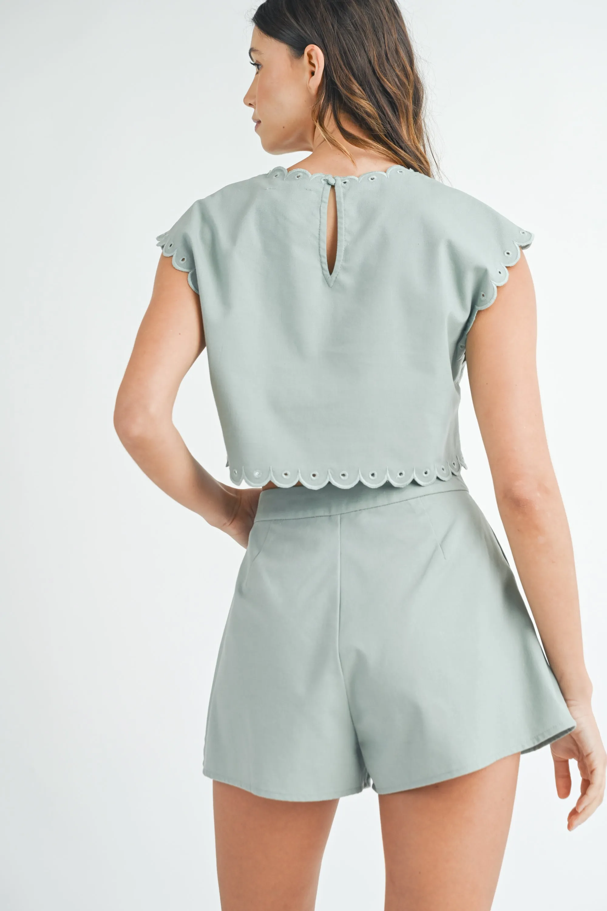 SHANNA EMBROIDERY CROP TOP AND SHORTS SET sold by MABLE product image thumbnail 3