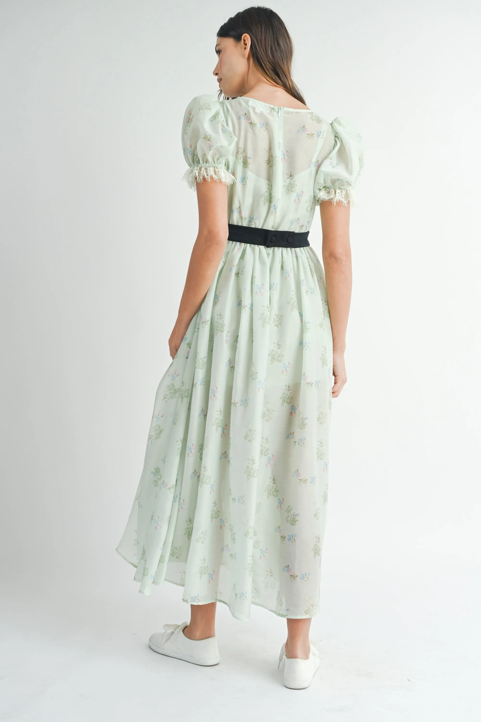 CAITLIN PUFF SLEEVE FRONT BOW BELT MIDI DRESS sold by MABLE product image thumbnail 3