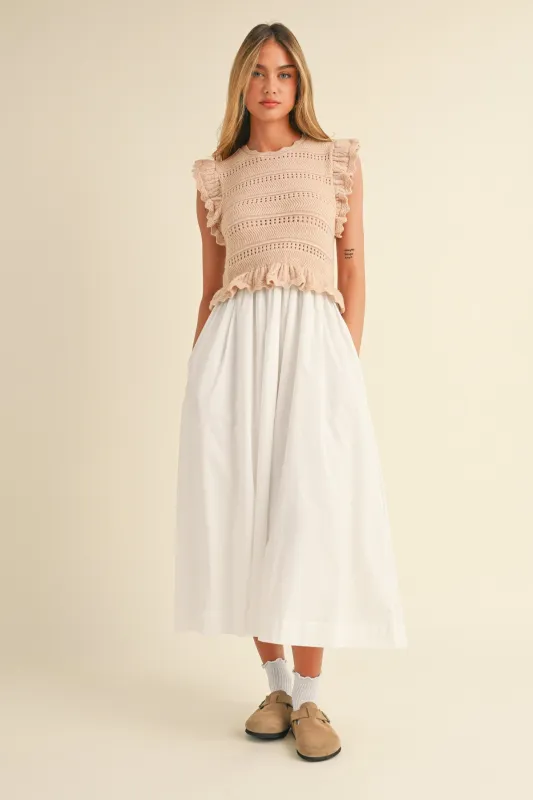 ANDI RUFFLE SLEEVE KNIT AND WOVEN MIX DRESS sold by MABLE