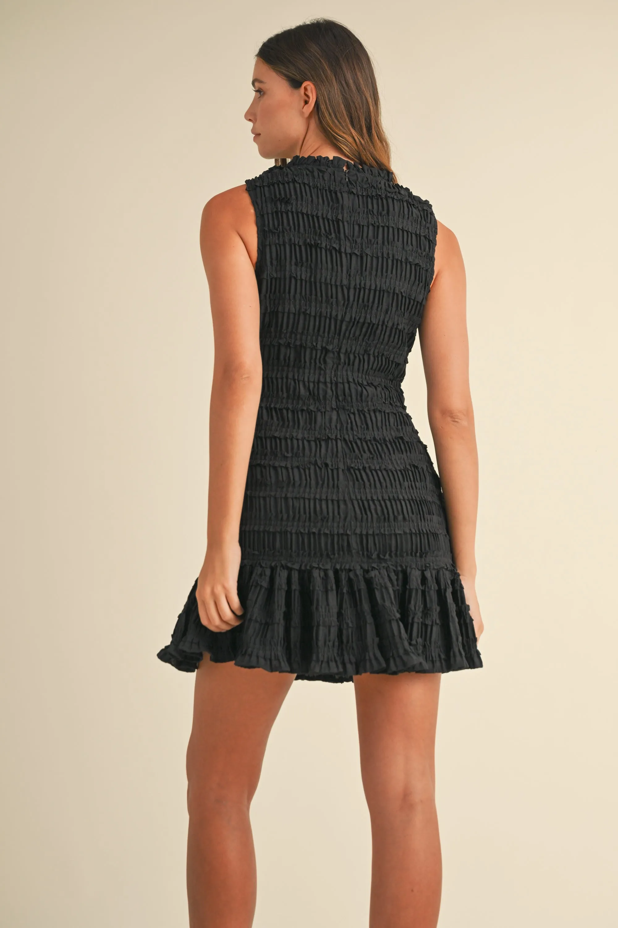 AVERY RUCHED RUFFLE DETAILED SLEEVELESS MINI DRESS sold by MABLE product image thumbnail 3