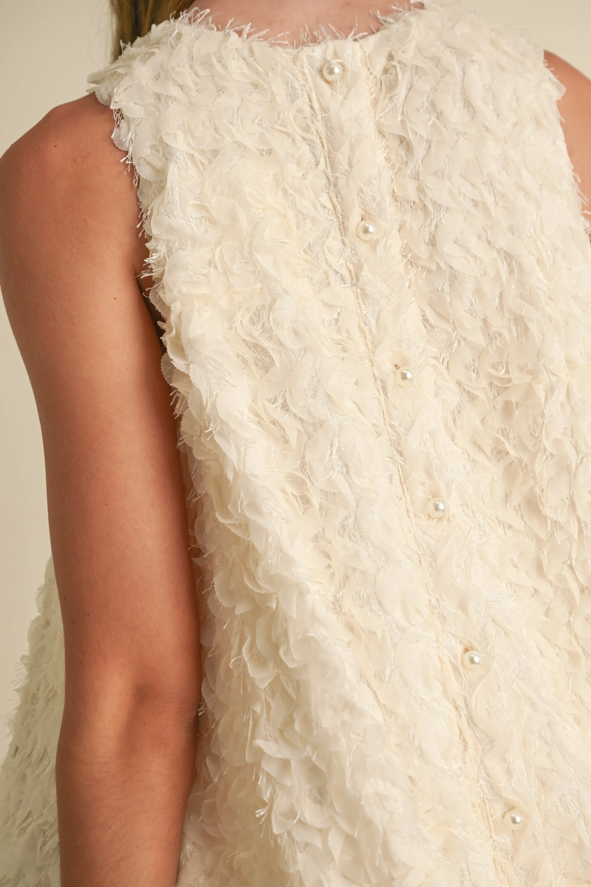 ORSON SLEEVELESS APPLIQUE RUFFLE MINI DRESS sold by MABLE product image thumbnail 4
