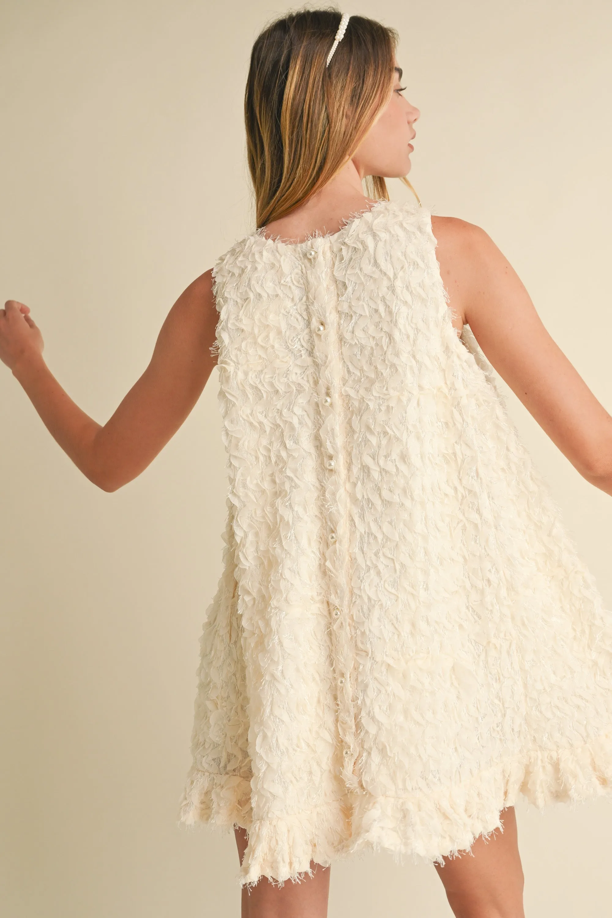 ORSON SLEEVELESS APPLIQUE RUFFLE MINI DRESS sold by MABLE product image thumbnail 3