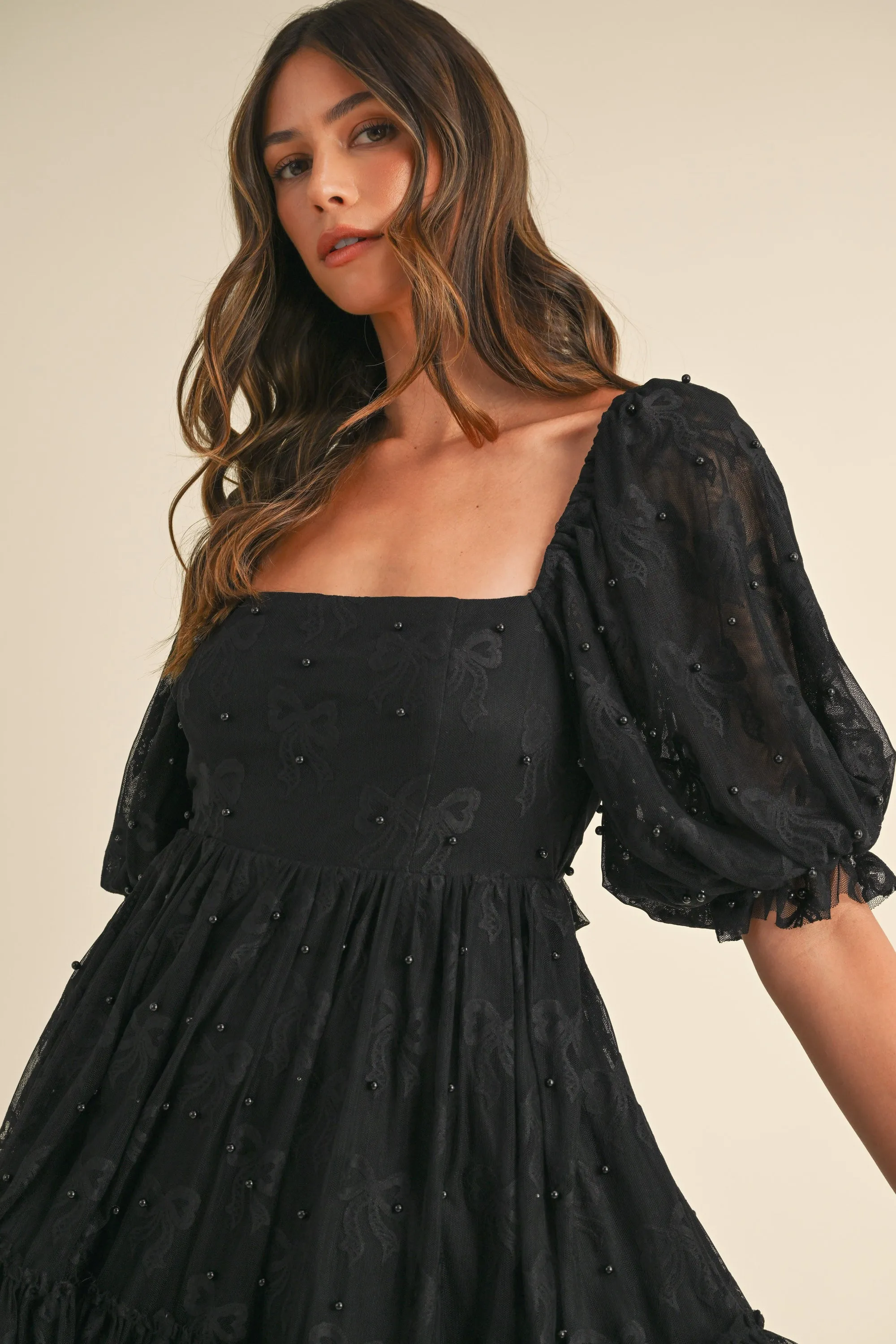 SADIRA BOW JACQUARD TIED BACK MINI DRESS sold by MABLE product image thumbnail 4