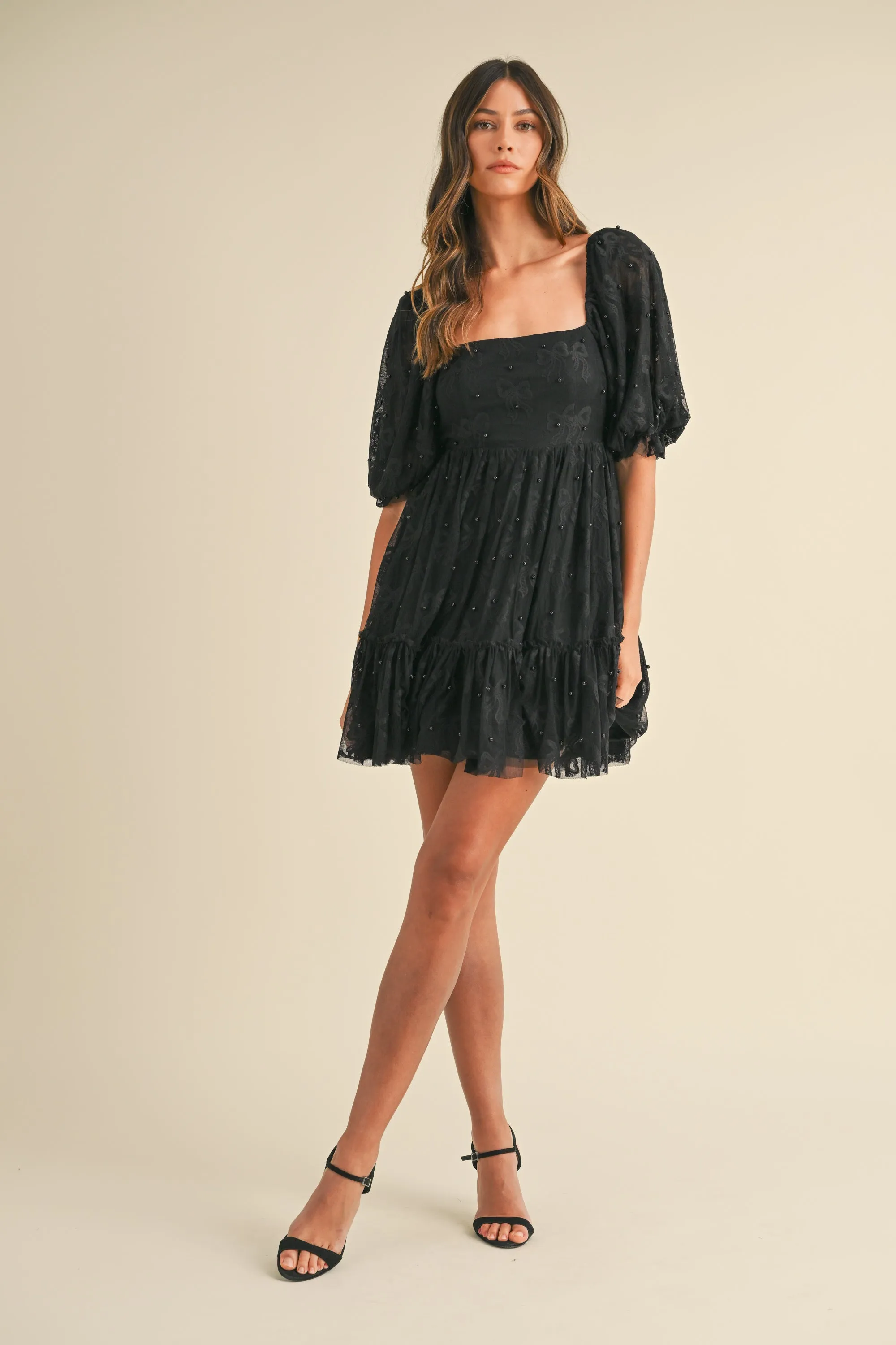 SADIRA BOW JACQUARD TIED BACK MINI DRESS sold by MABLE product image thumbnail 5