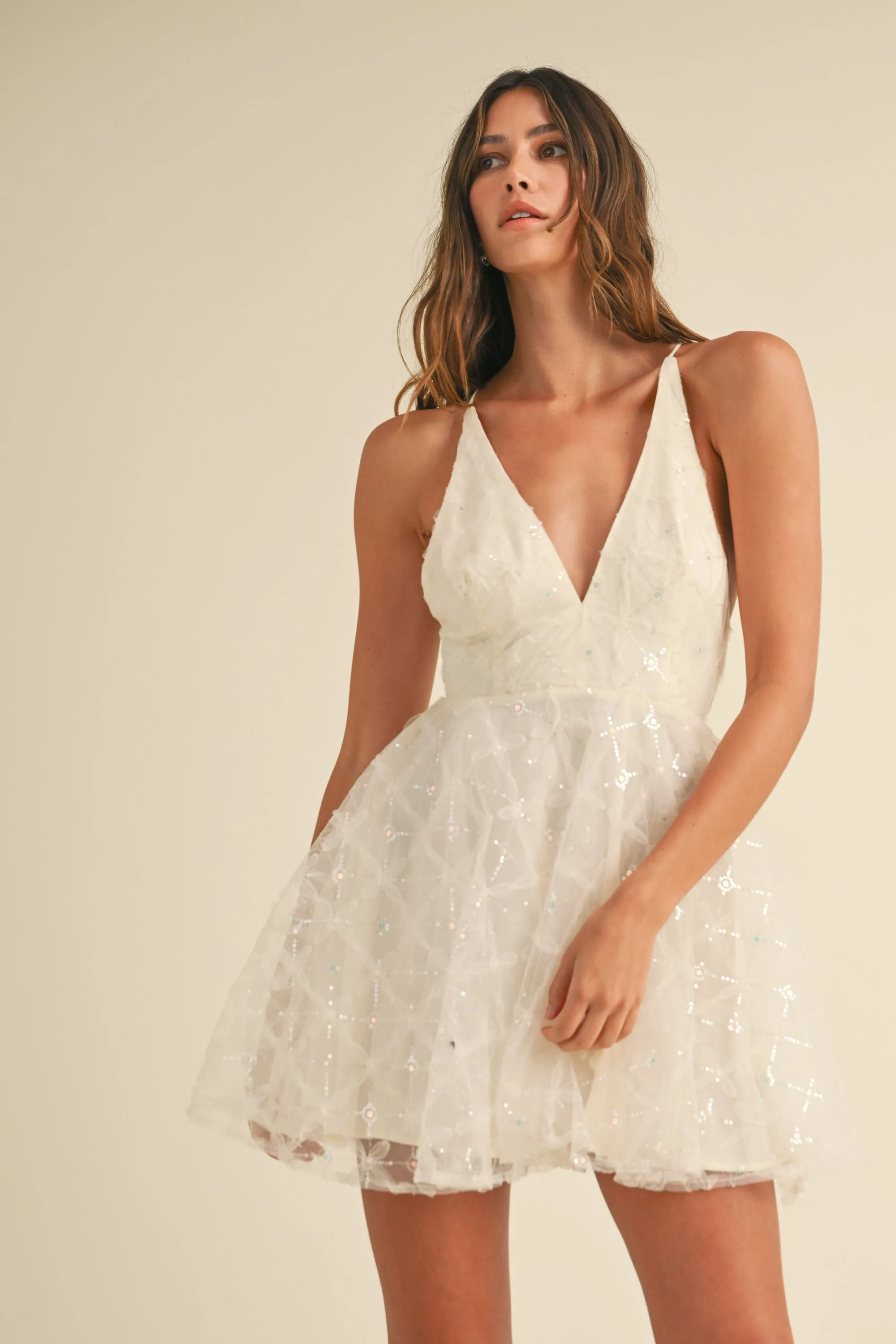 FAWN SEQUIN TEXTURED MINI DRESS sold by MABLE