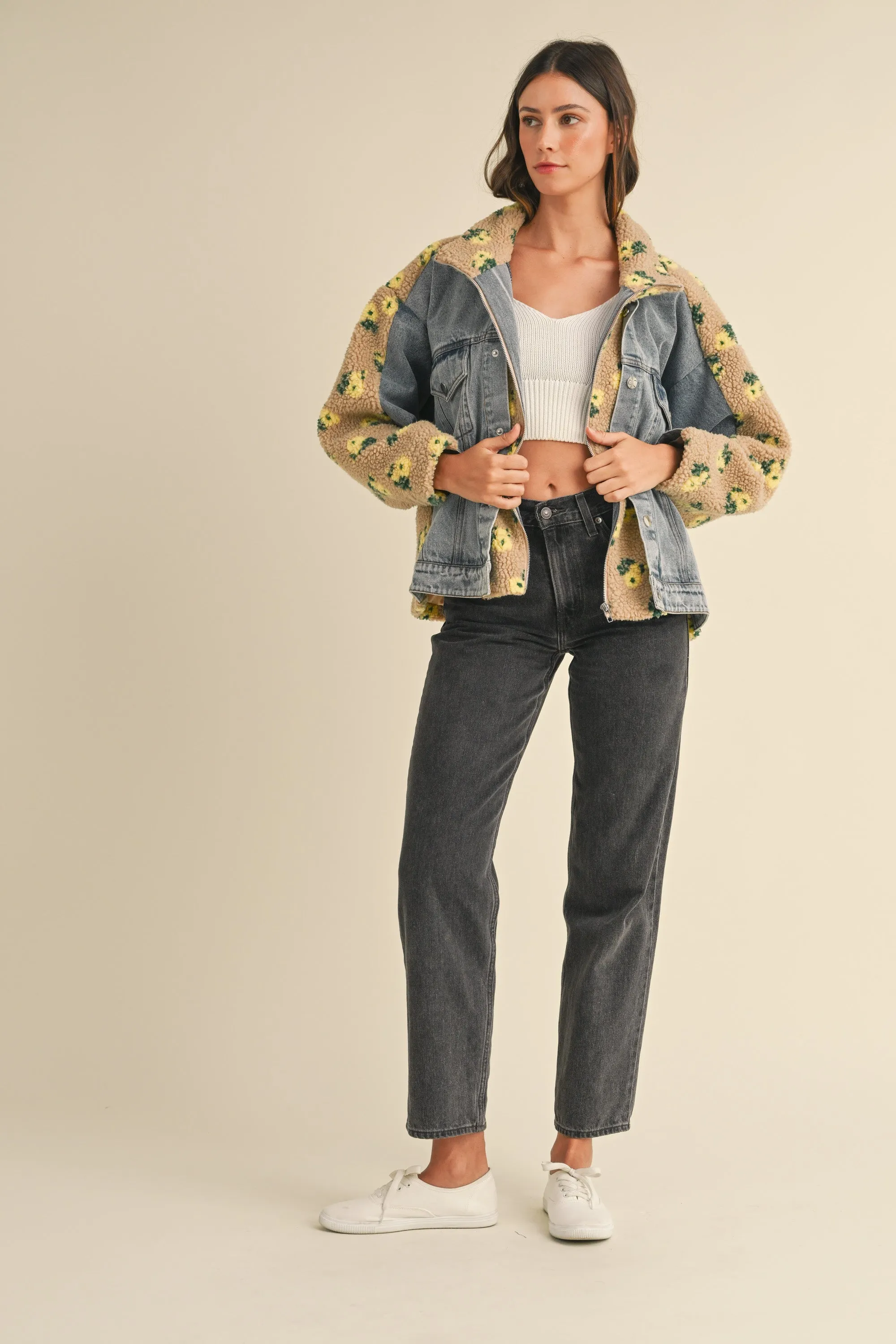 TARA FLORAL SHEARLING DENIM JACKET sold by MABLE product image thumbnail 4